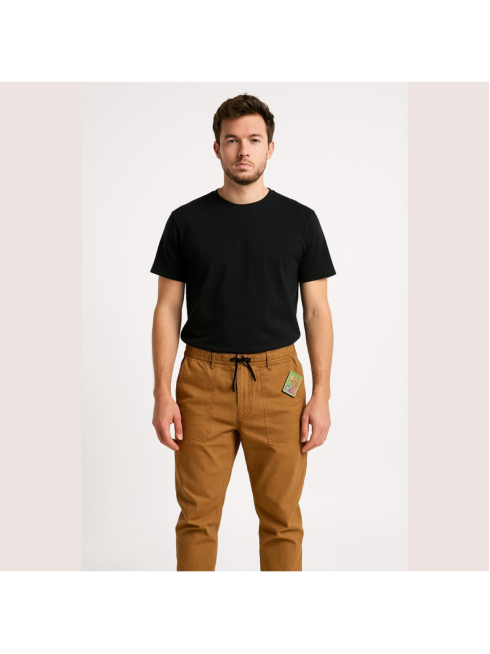 Houston White Joggers Elastic Waistband Straight Leg